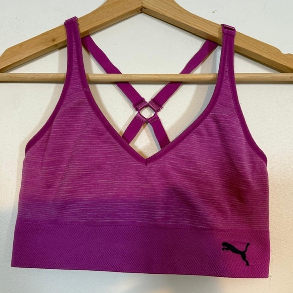Puma Purple Sports Bra Women’s XS/S Crisscross Back Seamless - Picture 2 of 4